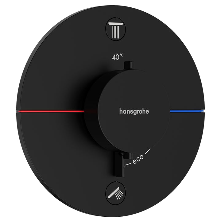 Hansgrohe ShowerSelect Comfort S Thermostat for Concealed Installation for 2 Outlets Matt Black