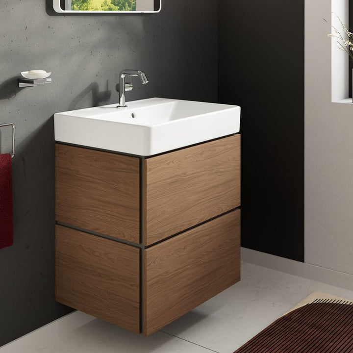 Hansgrohe Xilesa E 600mmn Cashmere Oak Two Drawer Vanity Unit with Basin