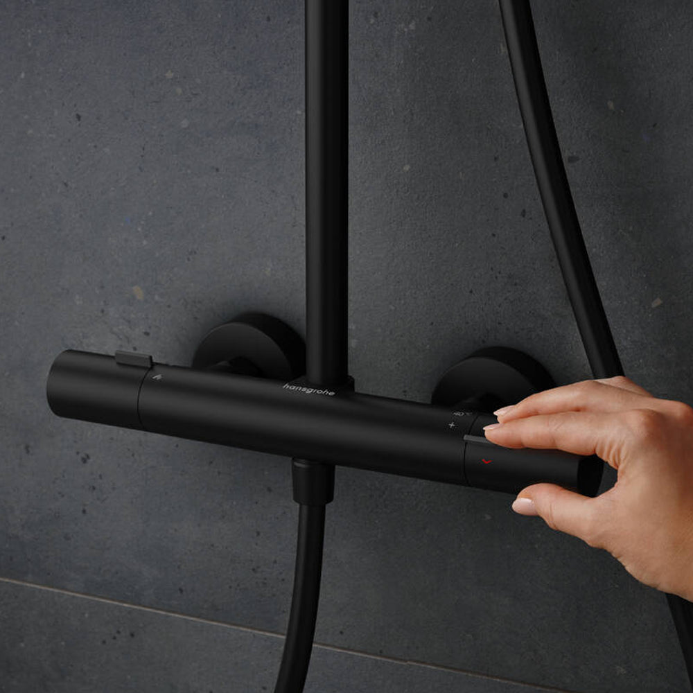 Hansgrohe Pulsify S Puro Showerpipe 260 with Thermostatic Shower Mixer Matt Black