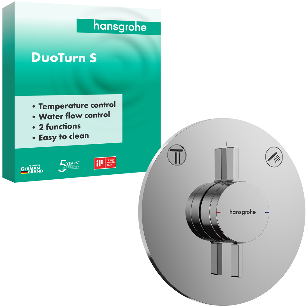 Hansgrohe DuoTurn S Manual Shower Valve for Concealed Installation for 2 Outlets Chrome