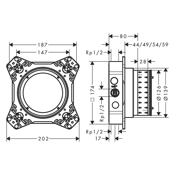 Hansgrohe DuoTurn E Manual Shower Valve for Concealed Installation for 2 Outlets Brushed Bronze
