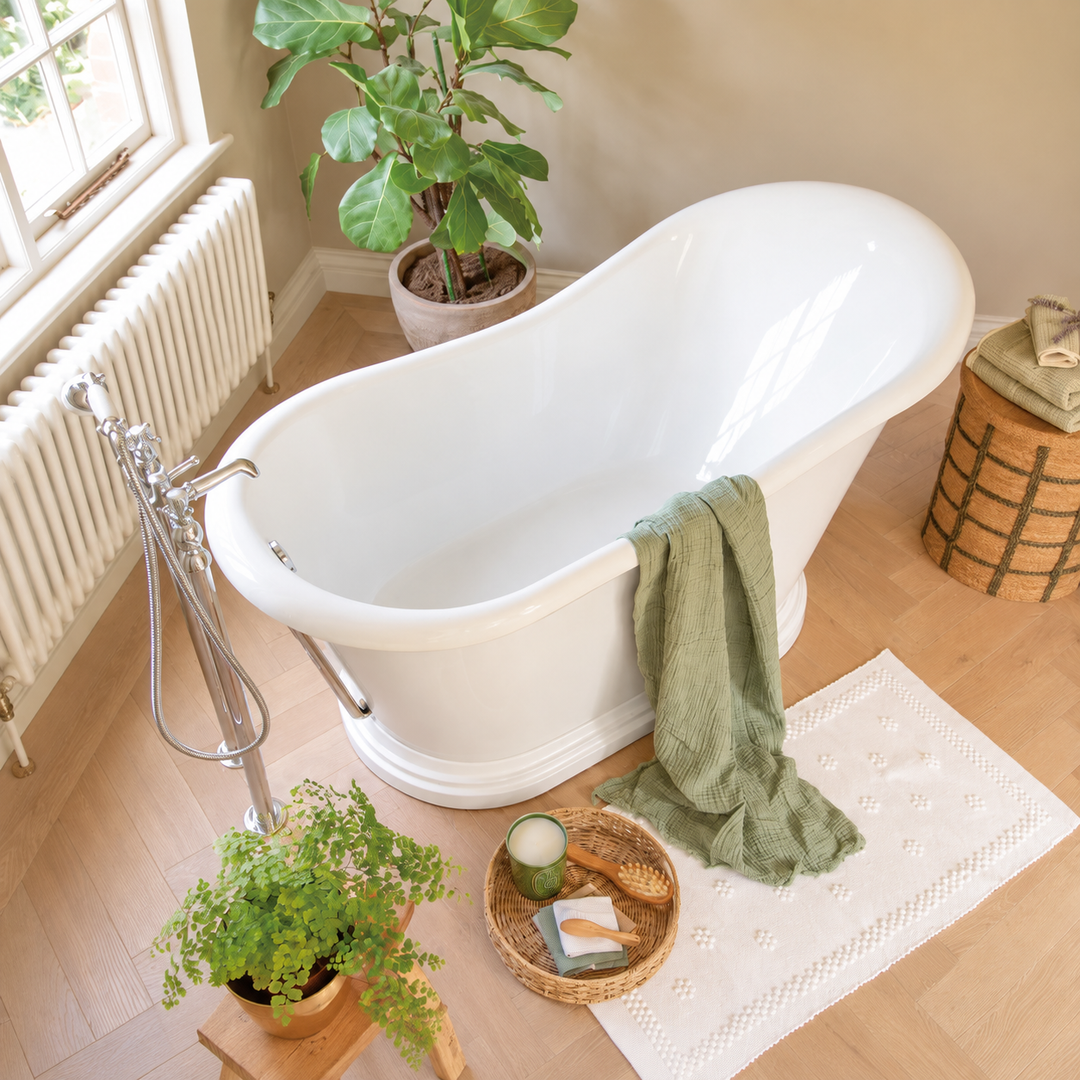 Waters Heath 1660mm Freestanding Boat Bath White