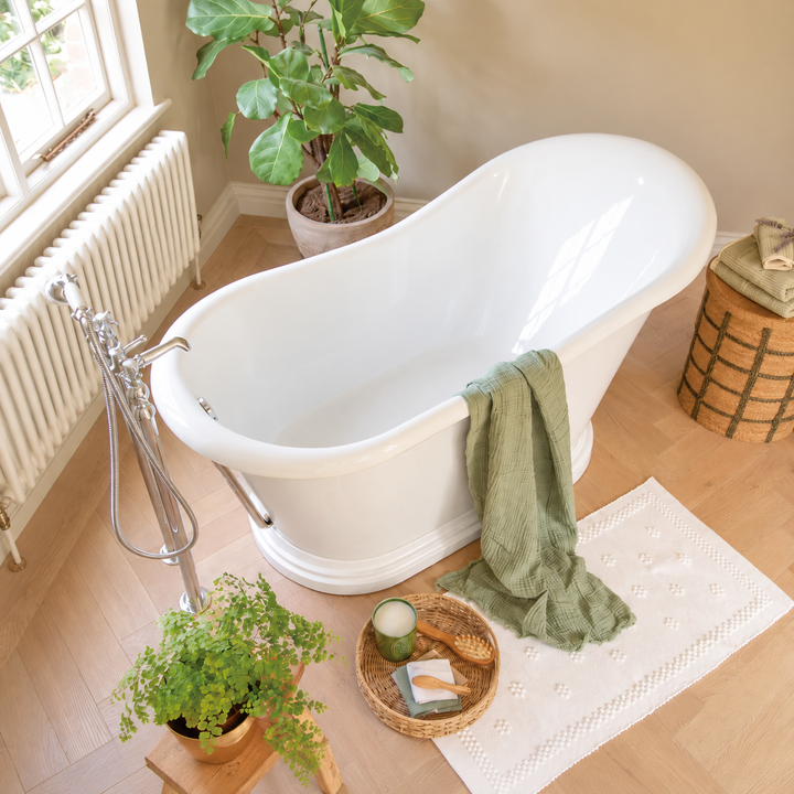 Waters Heath 1660mm Freestanding Boat Bath White