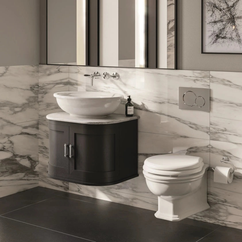 Imperial Regent Bay Matt Black Wall Hung Vanity Unit With Two Doors & Worktop