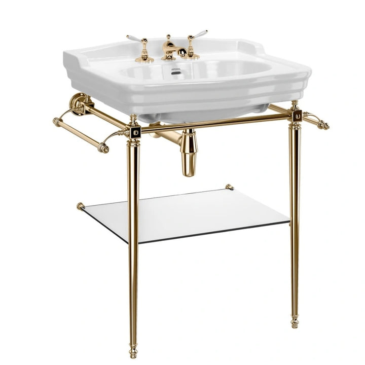 Imperial Regent 700mm Basin With Hampton Antique Gold Wash Stand