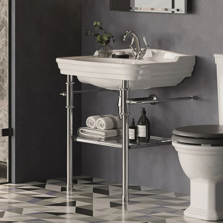 Imperial Regent 700mm Basin With Hampton Chrome Wash Stand