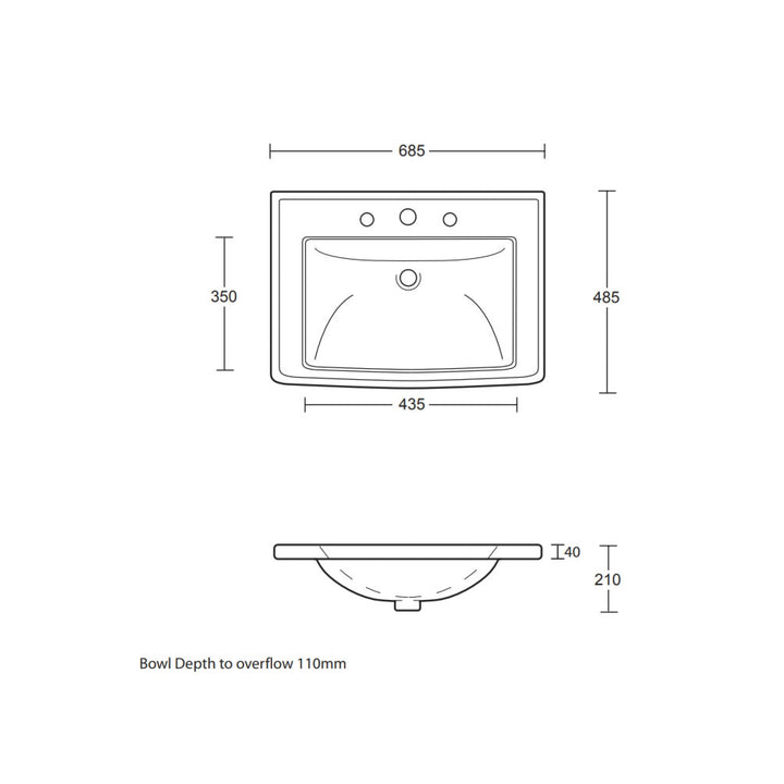 Imperial Fradley Dartmouth Grey 685mm Wall Hung Vanity Unit & Radcliffe Basin