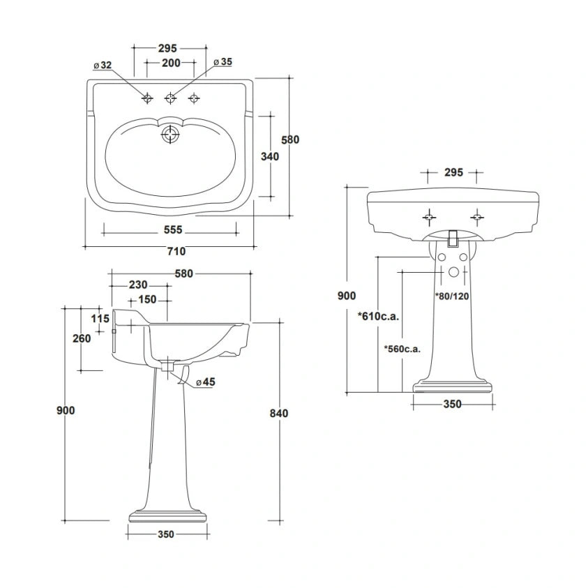 Imperial Regent 700mm Basin & Pedestal