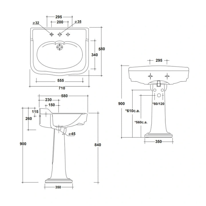 Imperial Regent 700mm Basin & Pedestal