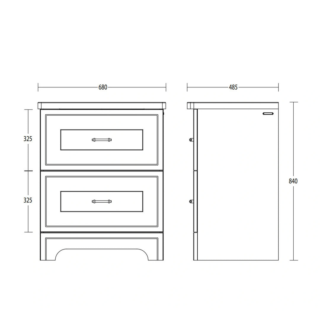 Imperial Fradley Dartmouth Grey 685mm Freestanding 2 Drawer Vanity Unit & Radcliffe Basin