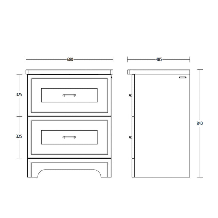 Imperial Fradley Dartmouth Grey 685mm Freestanding 2 Drawer Vanity Unit & Radcliffe Basin
