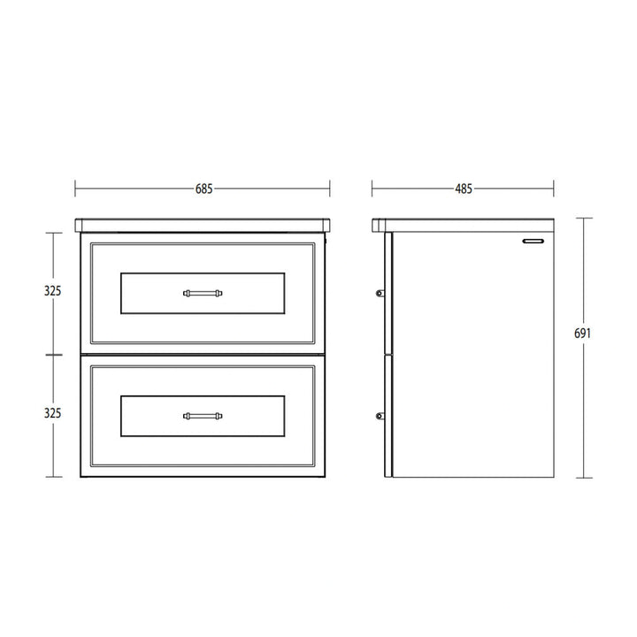 Imperial Fradley Dartmouth Grey 685mm Wall Hung Vanity Unit & Radcliffe Basin