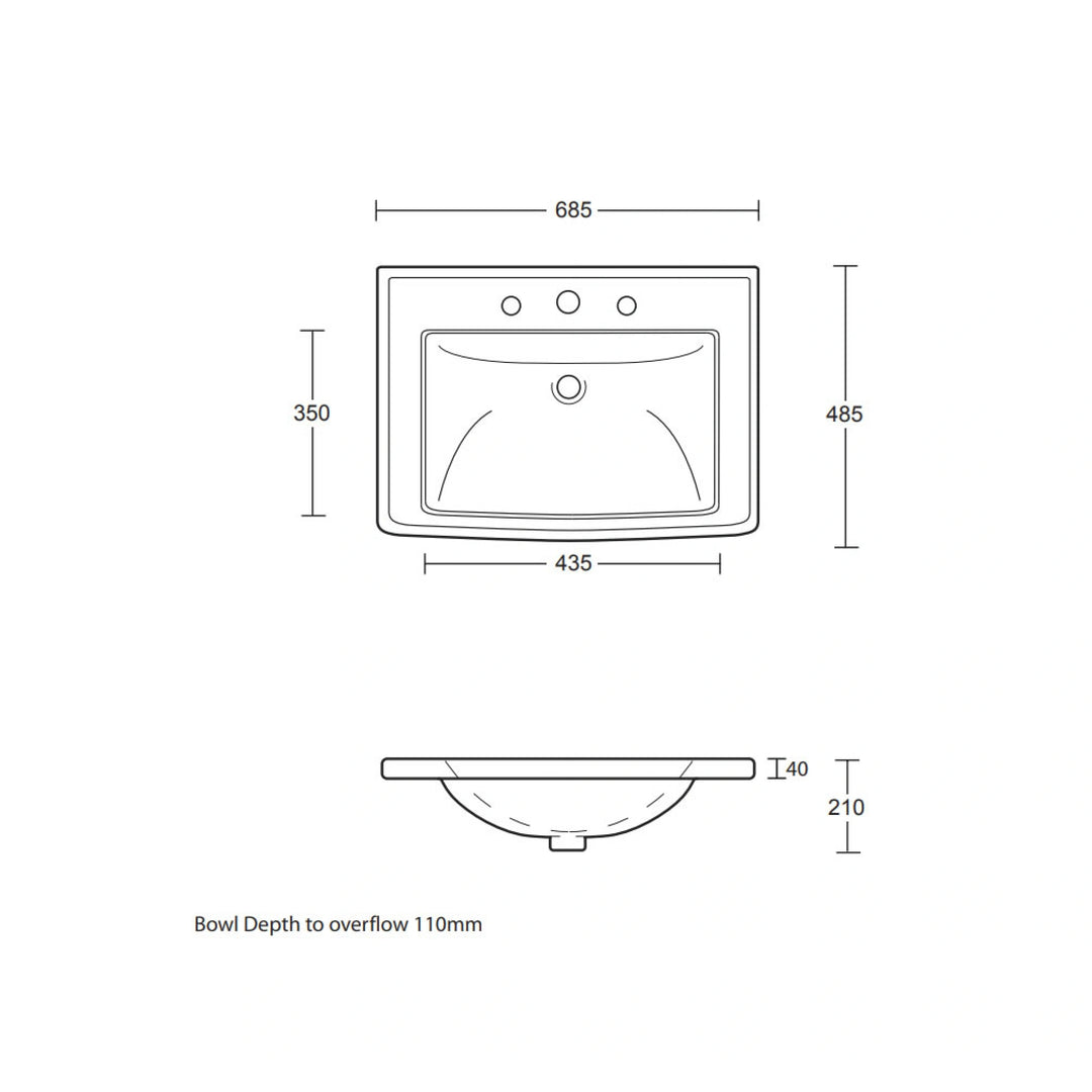Imperial Fradley Dartmouth Grey 685mm Freestanding 2 Drawer Vanity Unit & Radcliffe Basin