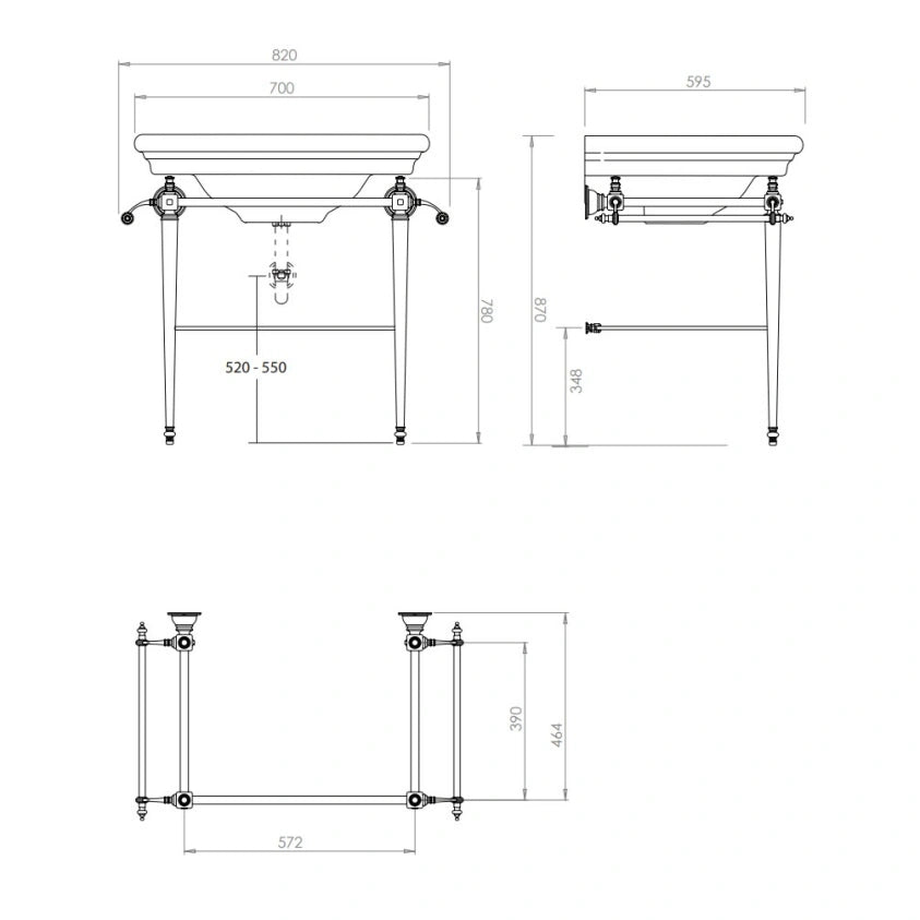 Imperial Regent 700mm Basin With Charlotte Chrome Wash Stand