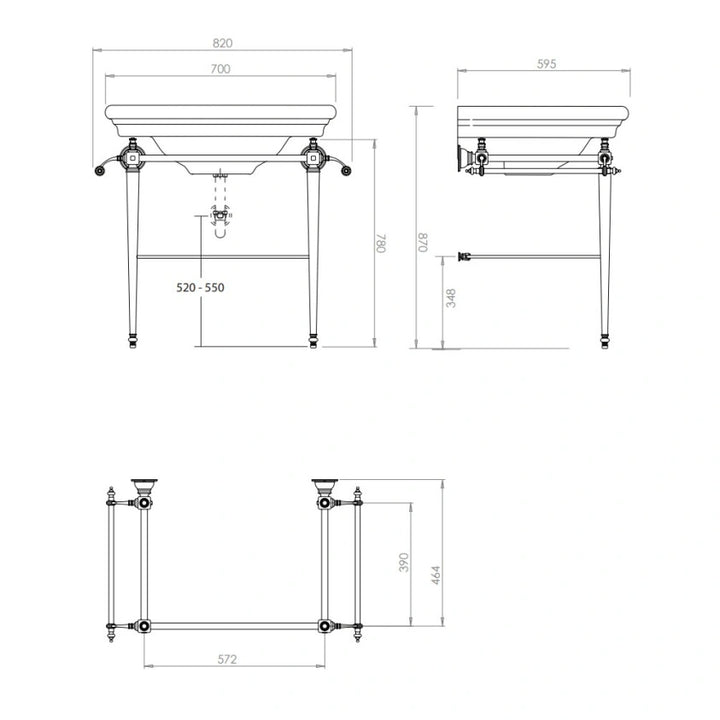 Imperial Regent 700mm Basin With Charlotte Chrome Wash Stand