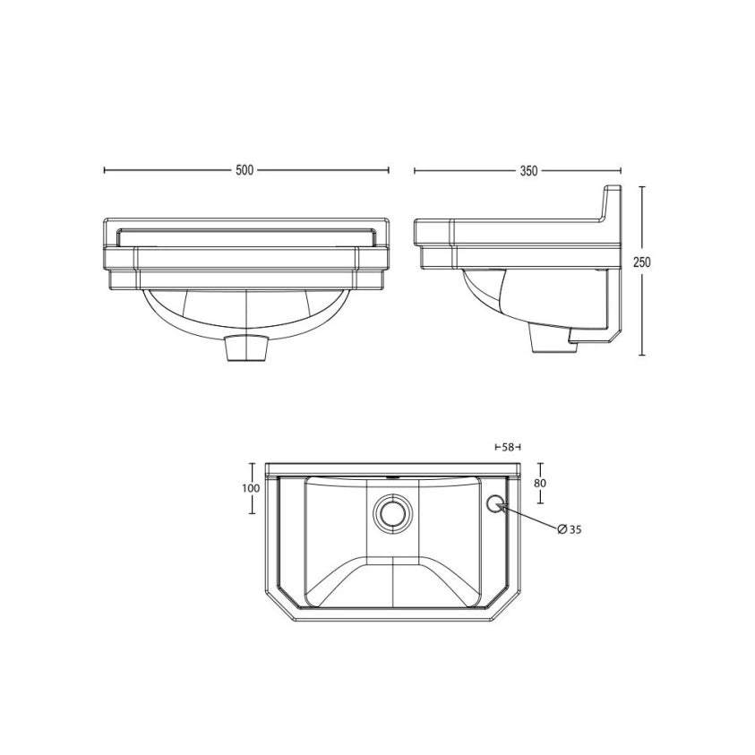 Imperial Lichfield 500mm Wall Hung Basin