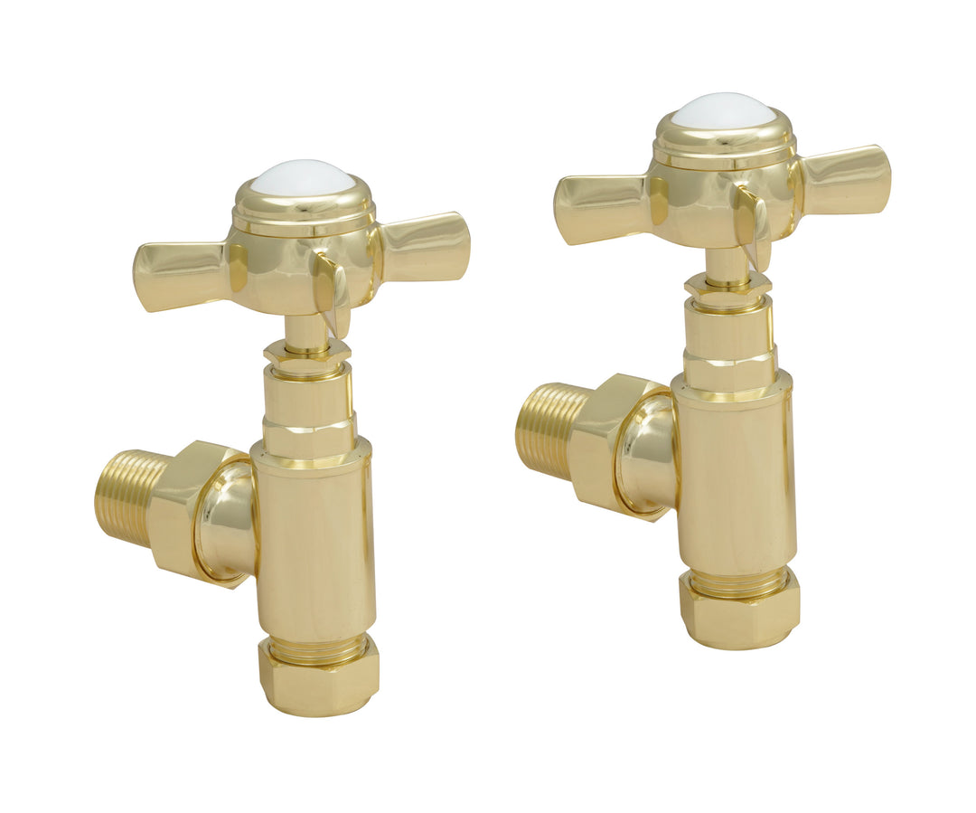 JTP Grosvenor Angled Radiator Valves Antique Brass