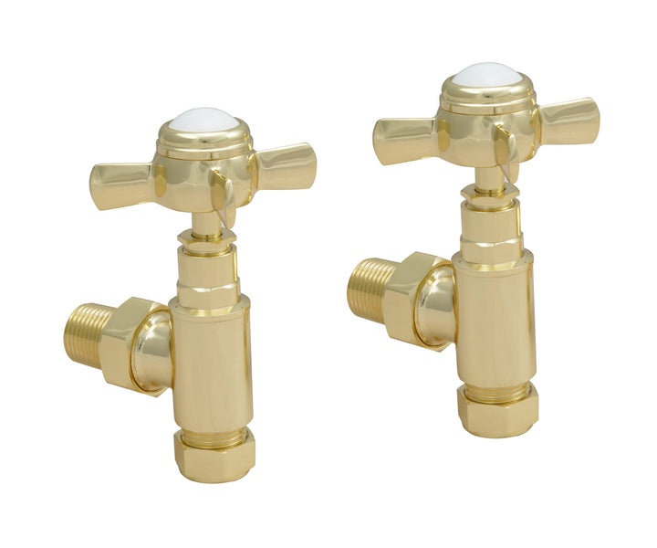 JTP Grosvenor Angled Radiator Valves Antique Brass