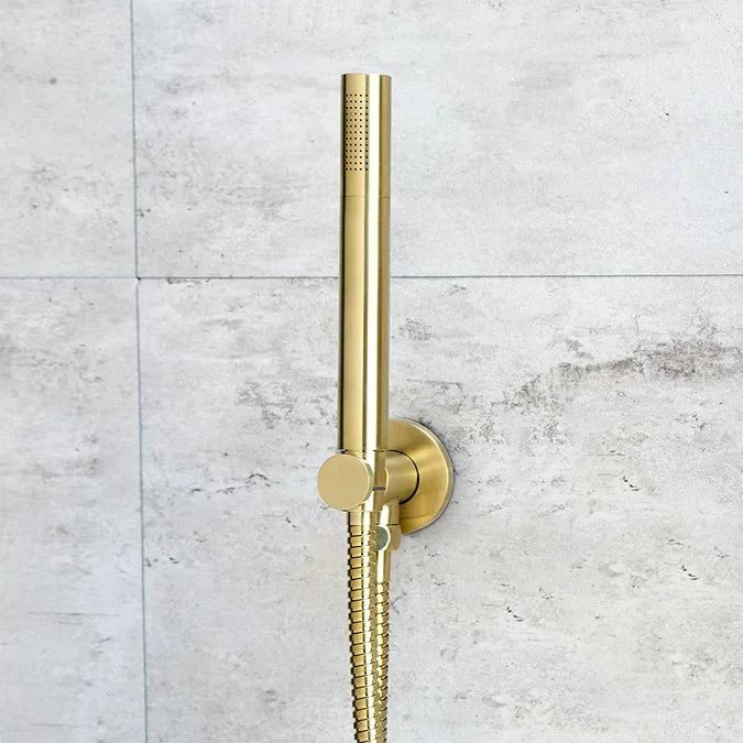 JTP Vos Handset Shower & Wall Outlet In Brushed Brass