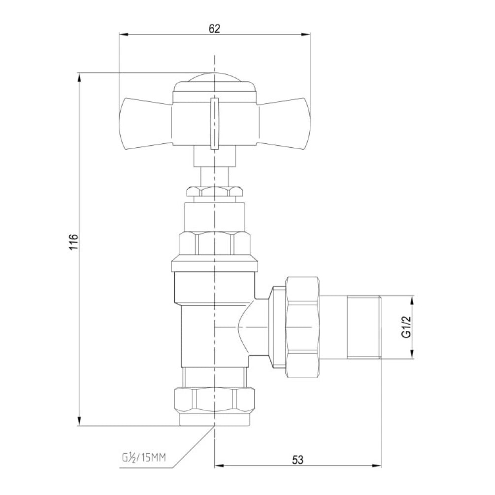 JTP Grosvenor Angled Radiator Valves Brushed Brass