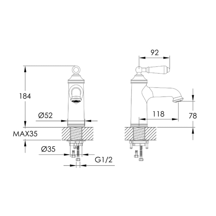 JTP Grosvenor Cross Single Lever Basin Mixer In Chrome