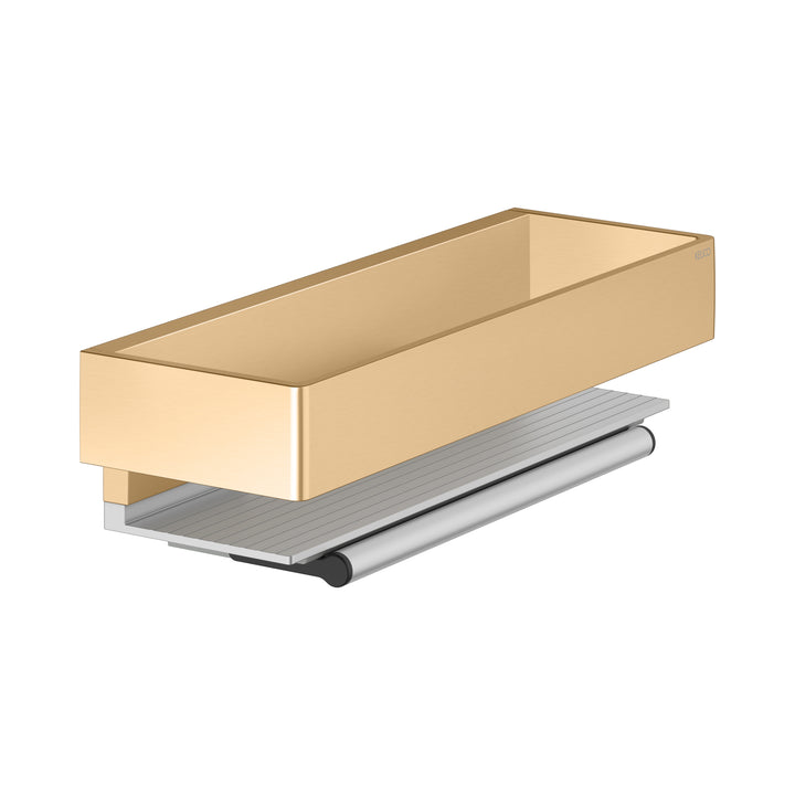 Keuco Edition 11 Brushed Brass Shower Basket With Glass Wiper