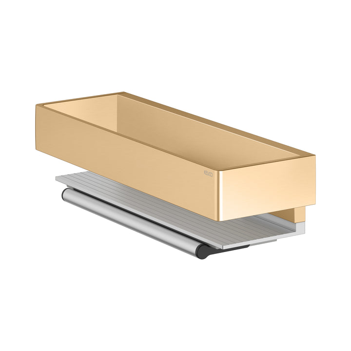 Keuco Edition 11 Brushed Brass Shower Basket With Glass Wiper