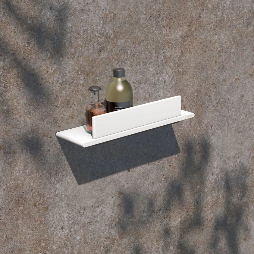 Keuco Aveno Matt White Wall Mounted Shower Shelf with Glass Wiper