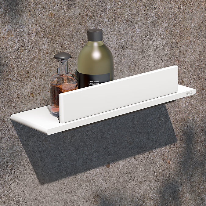 Keuco Aveno Matt White Wall Mounted Shower Shelf with Glass Wiper