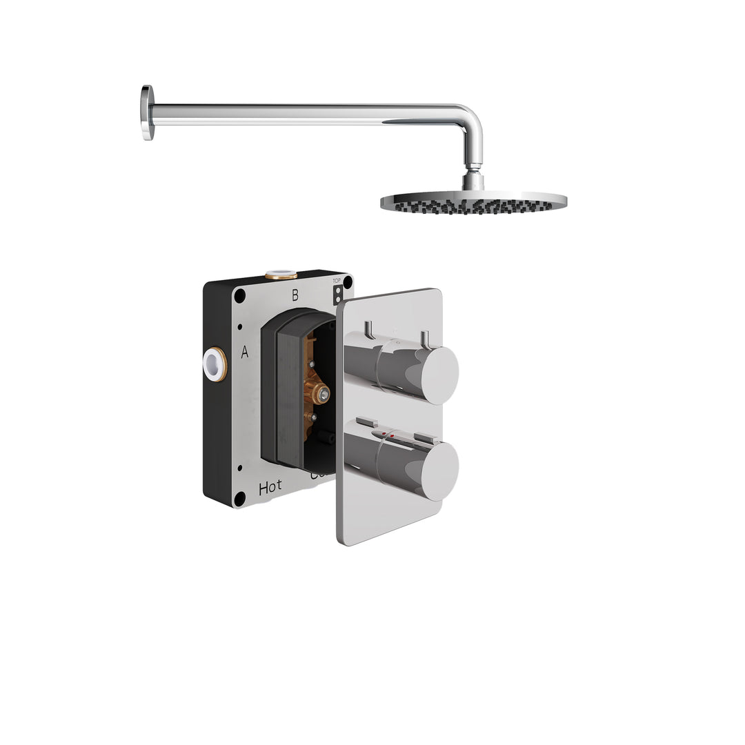 Abacus Shower Pack 1 Round Fixed Shower Arm And Head In Chrome