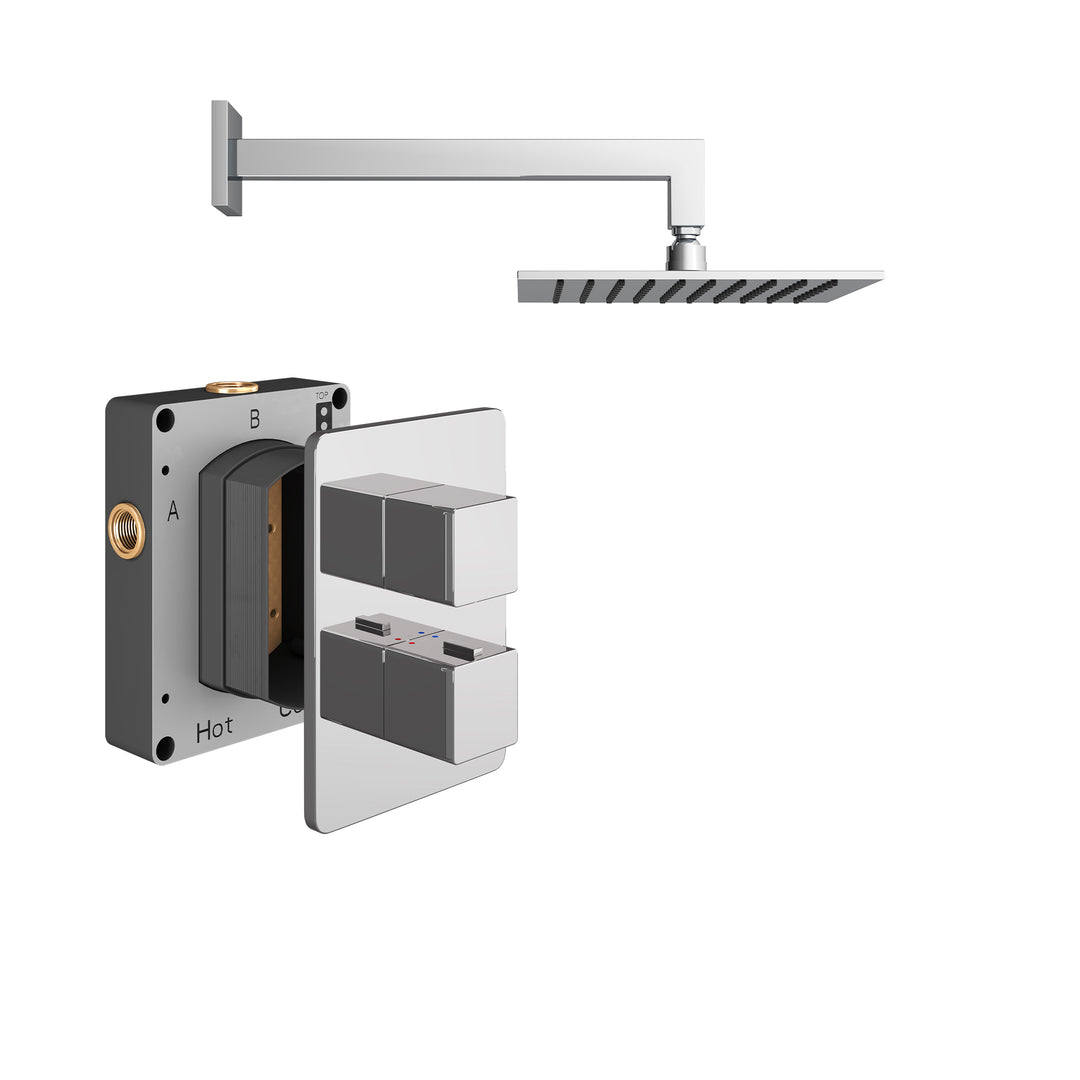Abacus Shower Pack 1 Square Fixed Shower Arm And Head In Chrome