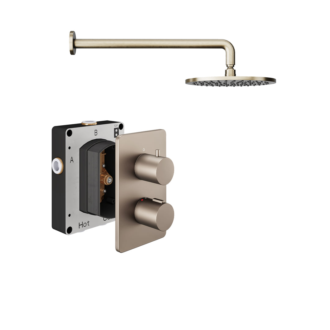Abacus Shower Pack 1 Round Fixed Shower Arm And Head In Brushed Nickel