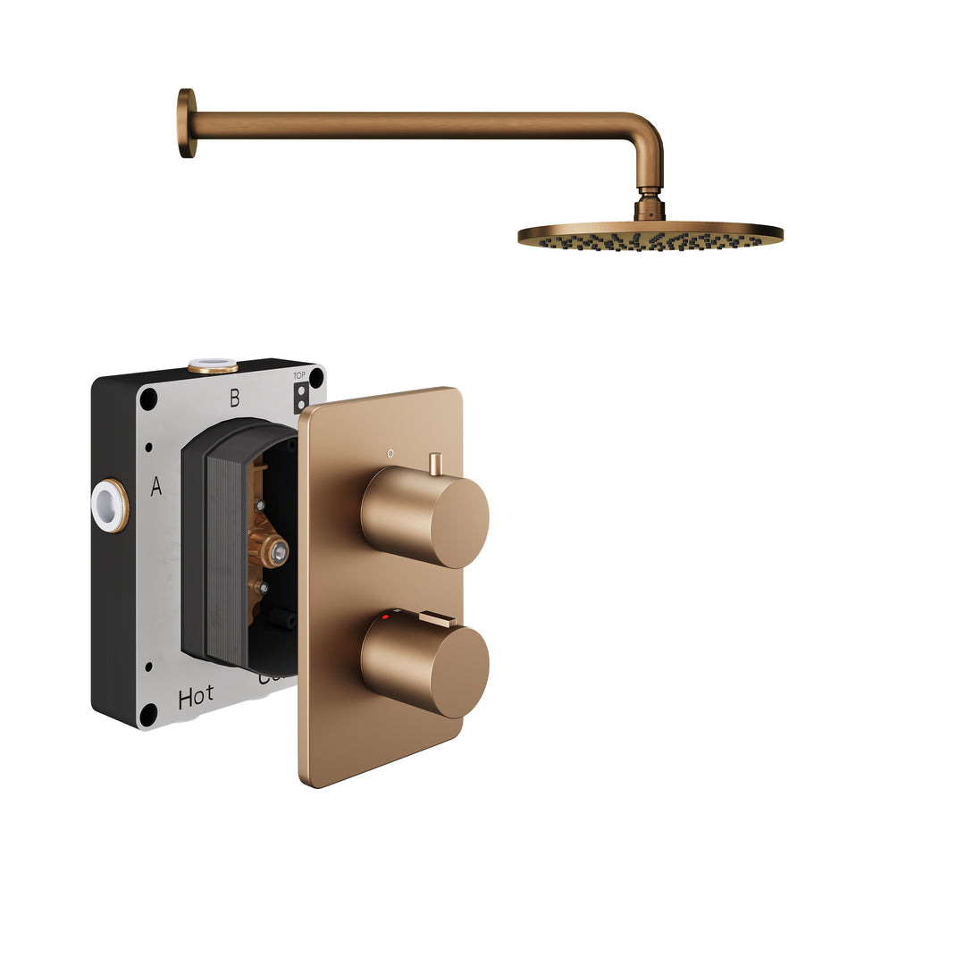 Abacus Shower Pack 1 Round Fixed Shower Arm And Head In Brushed Bronze