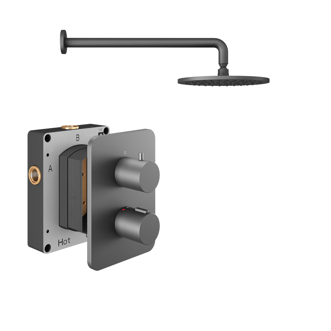 Abacus Shower Pack 1 Round Fixed Shower Arm And Head In Anthracite