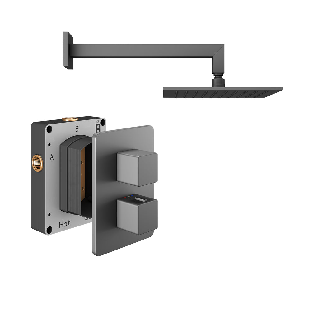 Abacus Shower Pack 1 Square Fixed Shower Arm And Head In Anthracite