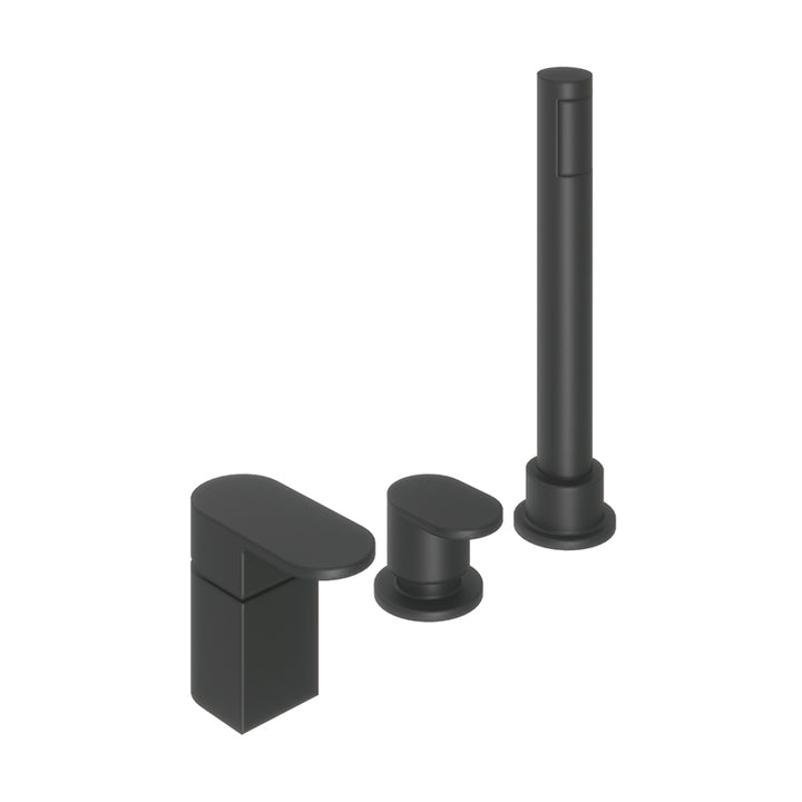 Abacus Ki 3 Hole Deck Mounted Bath Mixer Tap In Black