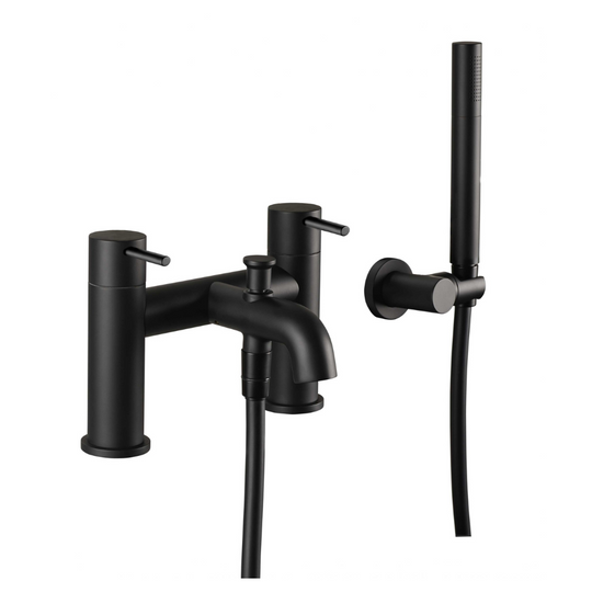 JTP Vos Bath Shower Mixer With Handset Shower In Matt Black Bathrooms