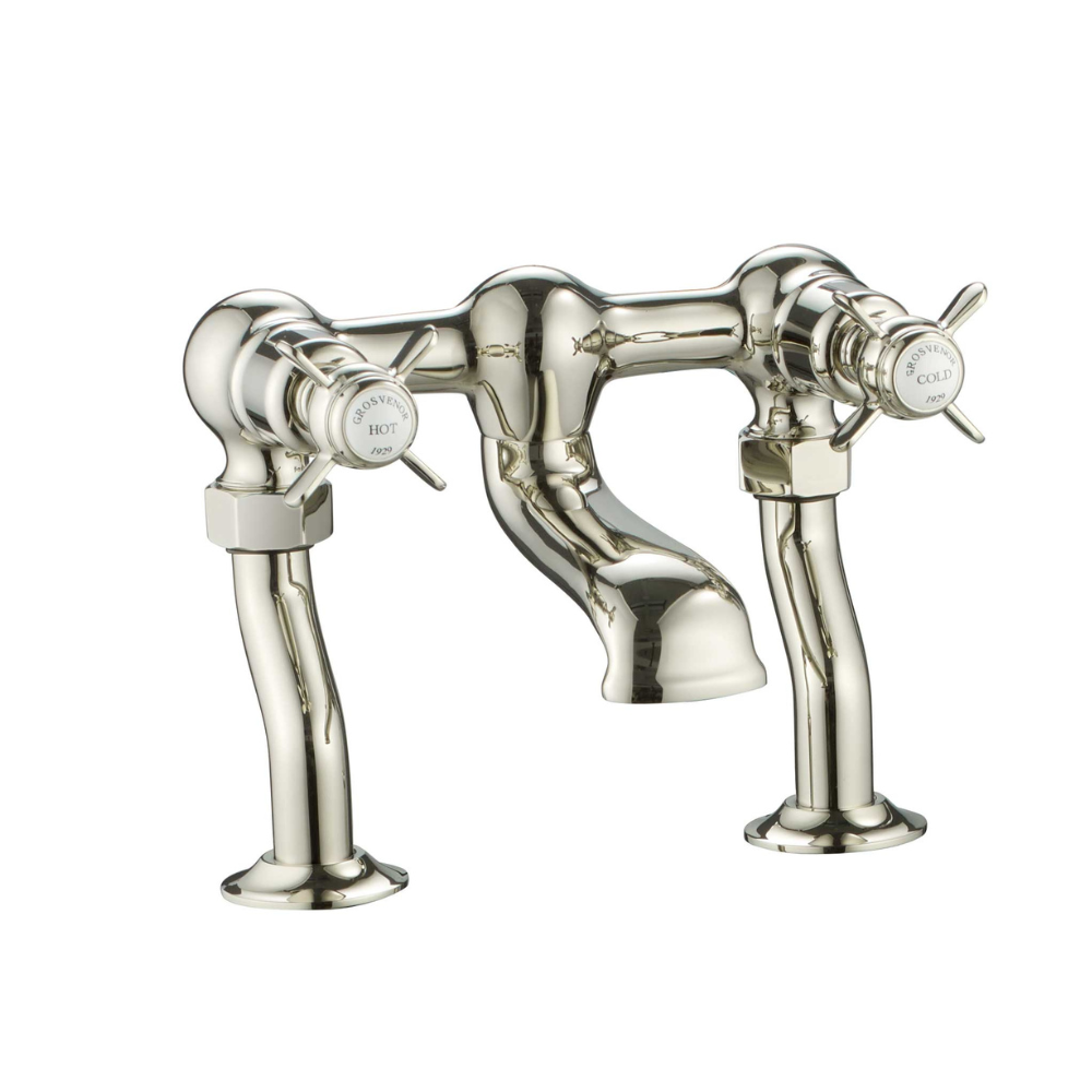JTP Grosvenor Pinch Deck Mounted Bath Filler In Nickel