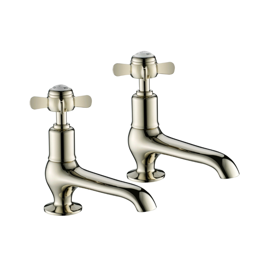JTP Grosvenor Pinch Long Nose Basin Taps In Nickel