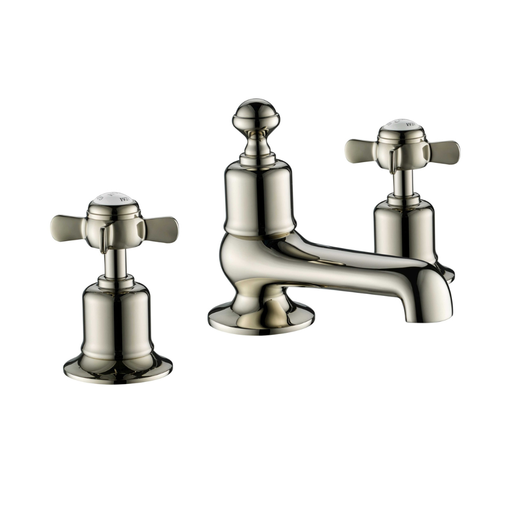 JTP Grosvenor Pinch 3 Hole Basin Mixer In Nickel