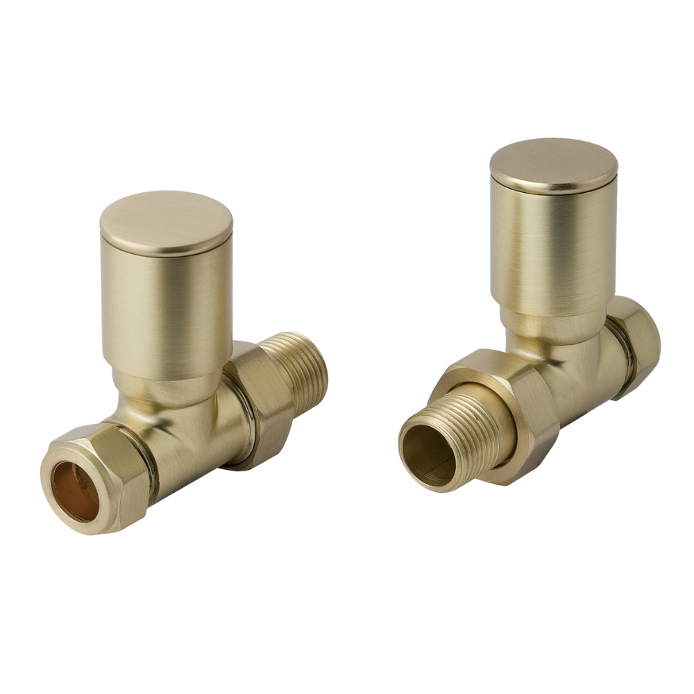 JTP Brushed Brass Straight Radiator Valves