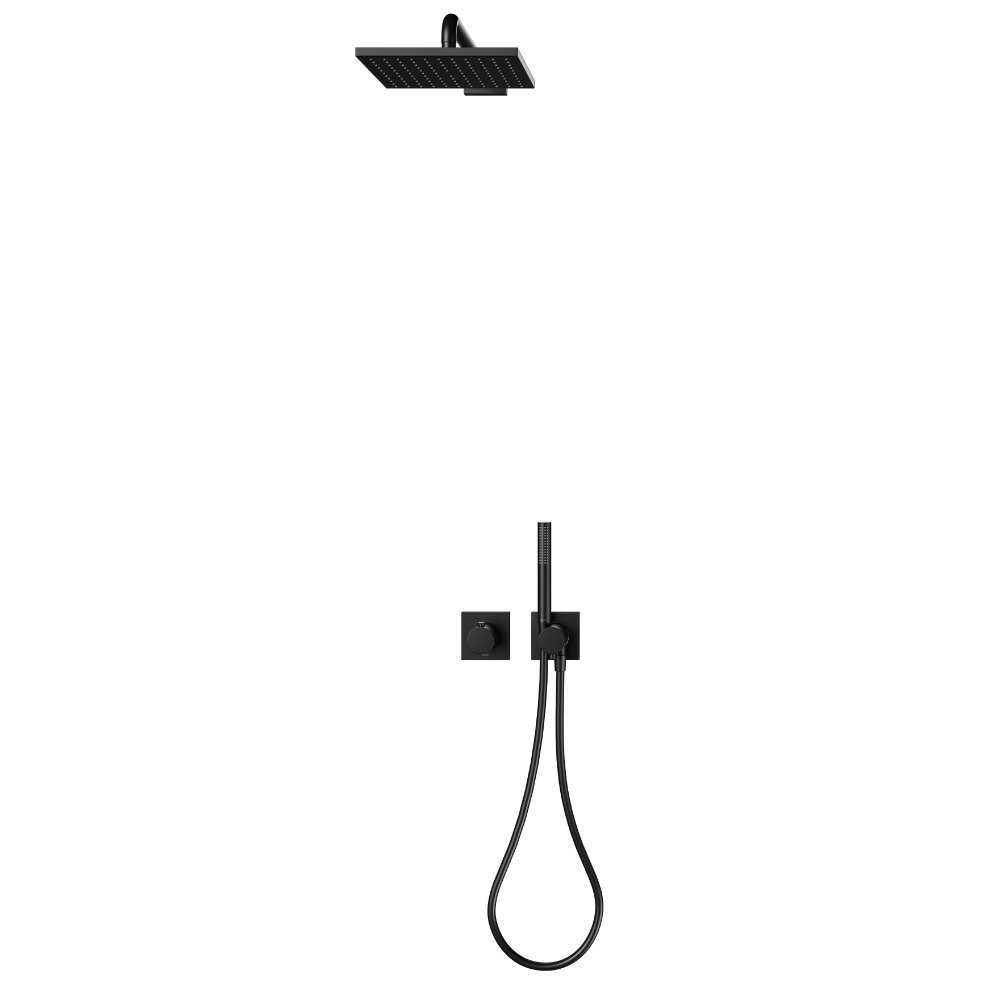 Keuco IXMO Shower Set 8 Square Thermostatic Mixer In Matt Black