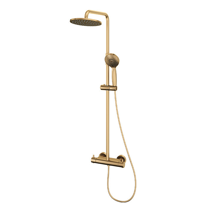 Abacus Emotion Thermostatic Exposed Slide Rail Shower Valve Kit Brushed Brass