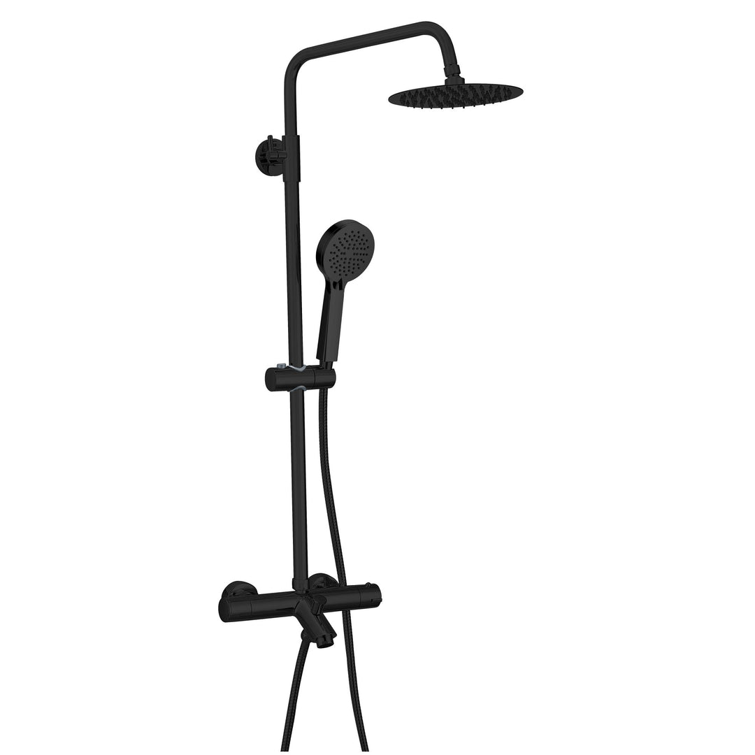 Abacus Emotion Thermostatic Exposed Shower Valve Kit With Bath Spout Matt Black