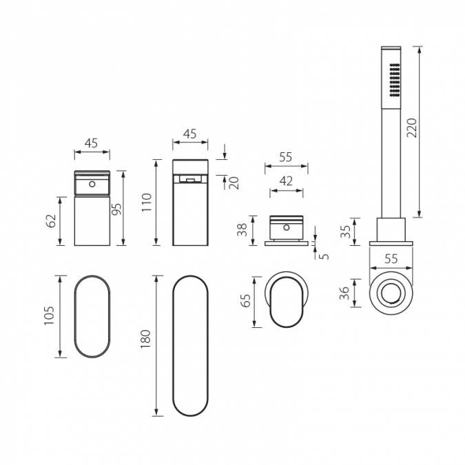 Abacus KI 4 Hole Deck Mounted Bath Mixer Tap In Chrome