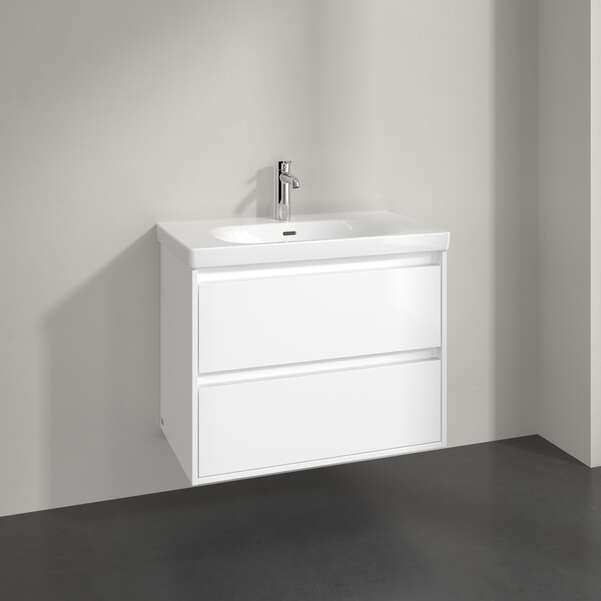 Villeroy & Boch Skyla 800mm Two Drawer Vanity Unit Brilliant White & Washbasin