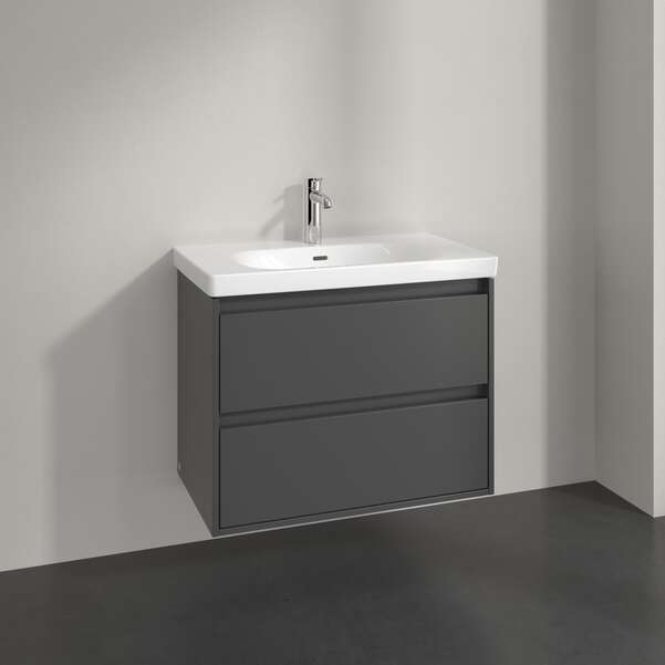Villeroy & Boch Skyla 800mm Two Drawer Vanity Unit Graphite & Washbasin