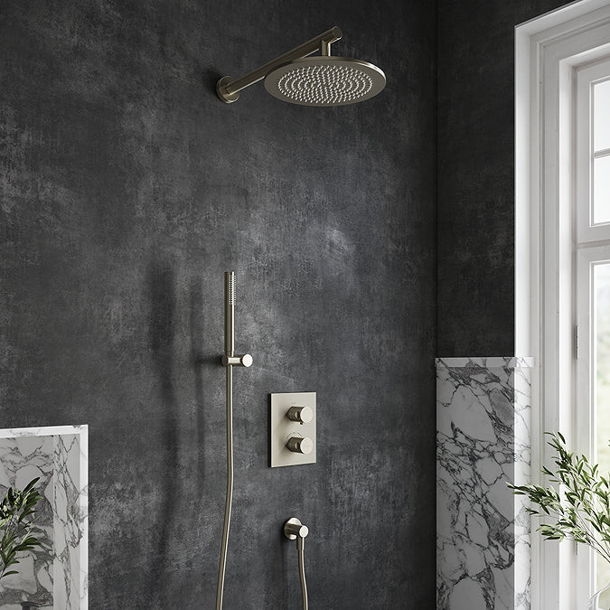 Villeroy & Boch Round Complete Shower Set In Brushed Nickel
