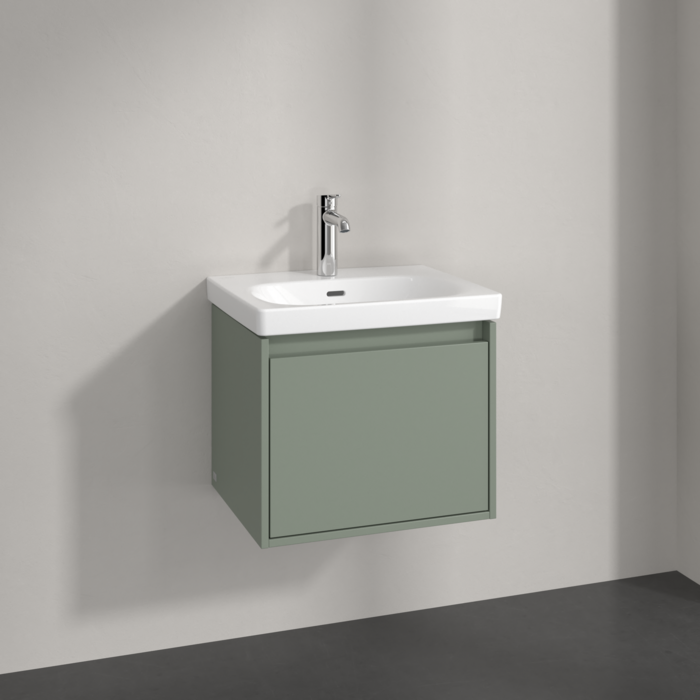 Villeroy & Boch Skyla 550mm Wall Hung Vanity Unit Soft Green & Washbasin