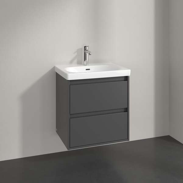 Villeroy & Boch Skyla 600mm Two Drawer Vanity Unit Graphite & Washbasin